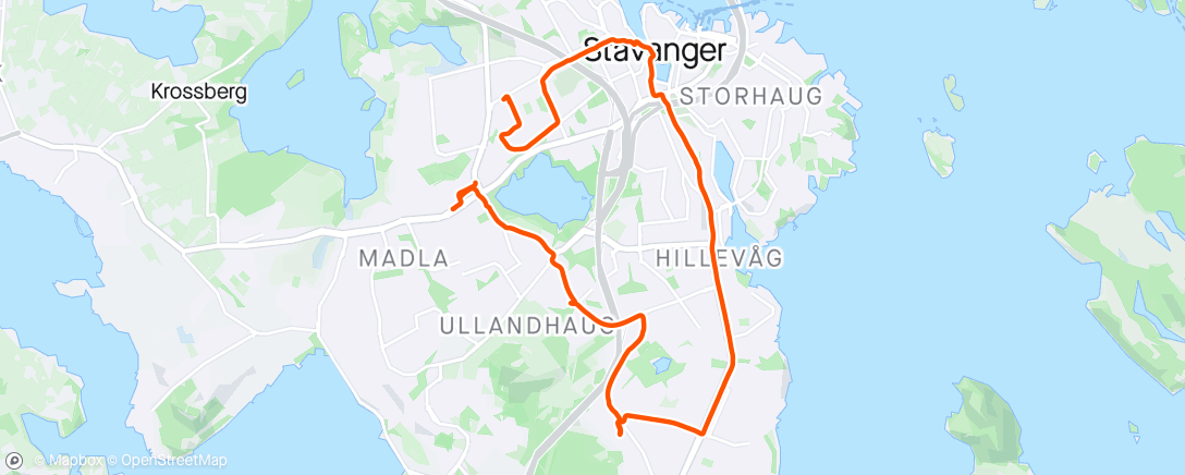 Map of the activity, Evening Ride test knee, nærmer seg Bergen-Voss