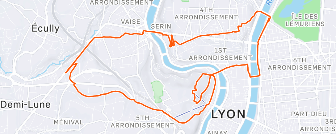 Map of the activity, SL Grimpette Croix Rousse , Fourviere et Gourguillon .