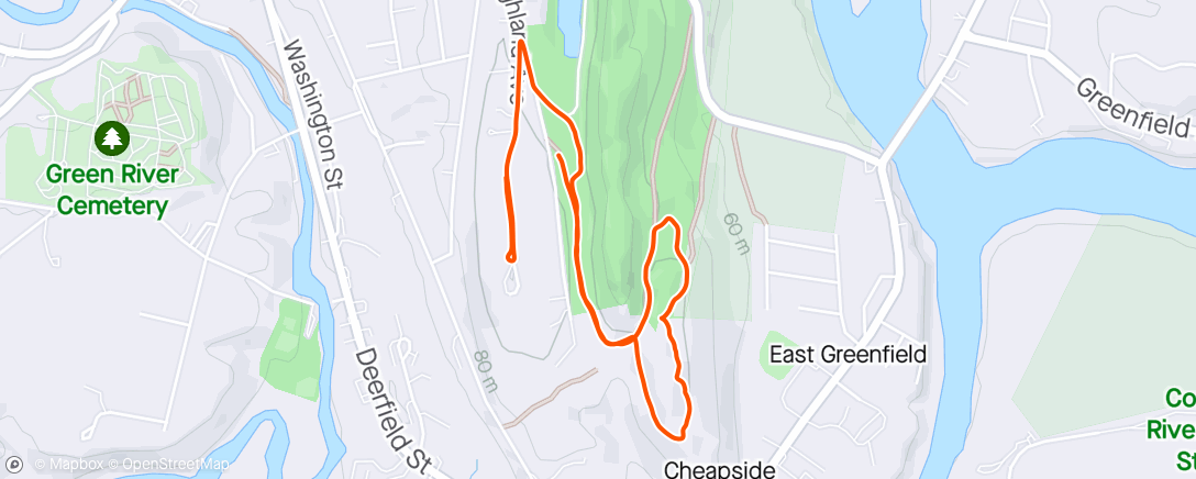 Map of the activity, Pedaling around the neighborhood with little wiggly.