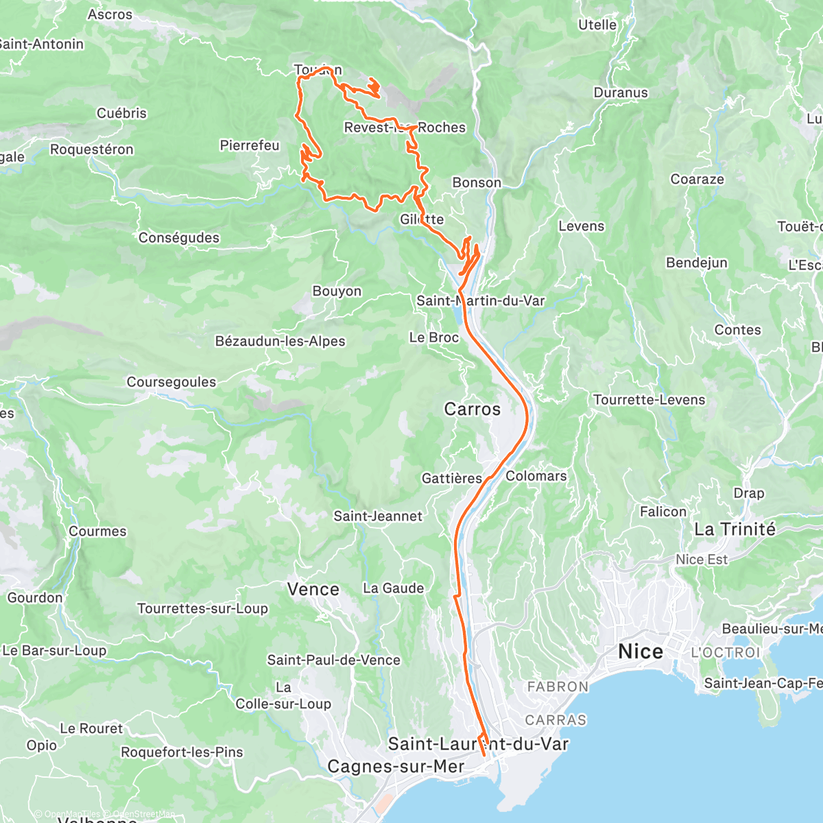 Map of the activity, Aller voir la neige en partant de la plage