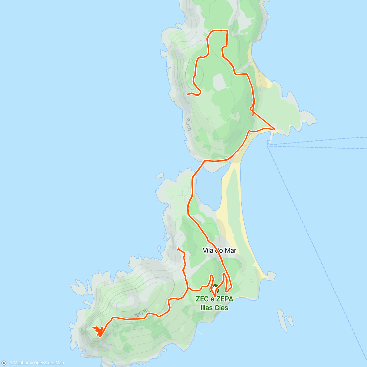 Map of the activity, Day 4: Cies Island National Park