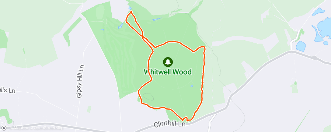 Map of the activity, CRR Whitwell Woods social run