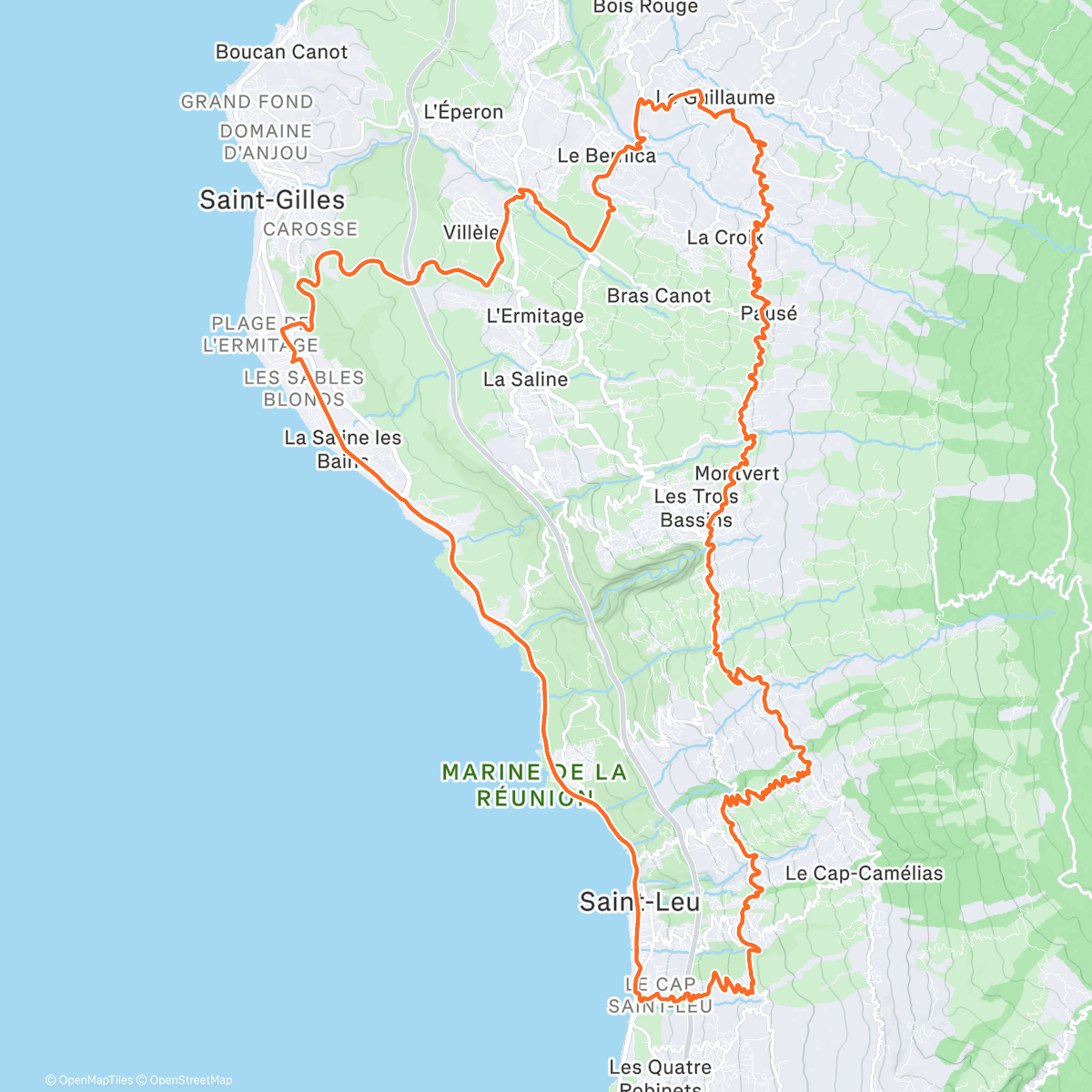 Map of the activity, Sortie haut de st leu jusqu guillaume