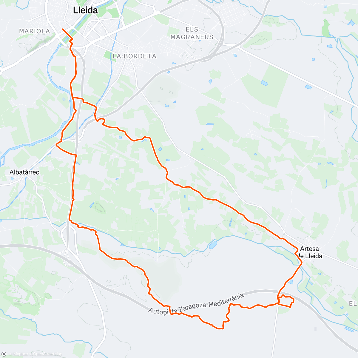 Map of the activity, Bicicleta de montaña eléctrica matutina