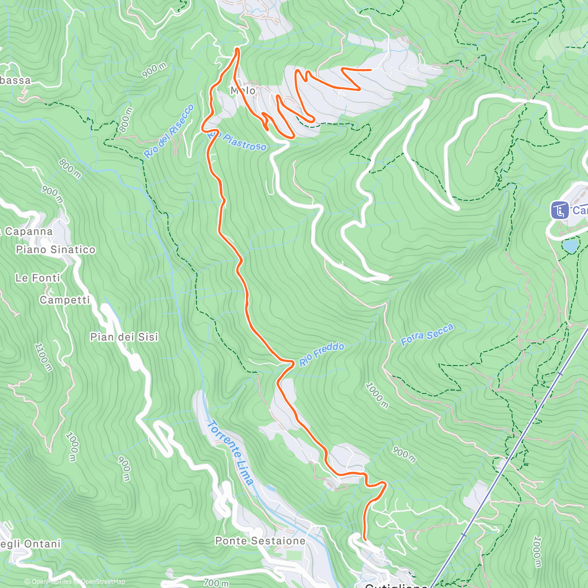 Map of the activity, Pedalata mattutina