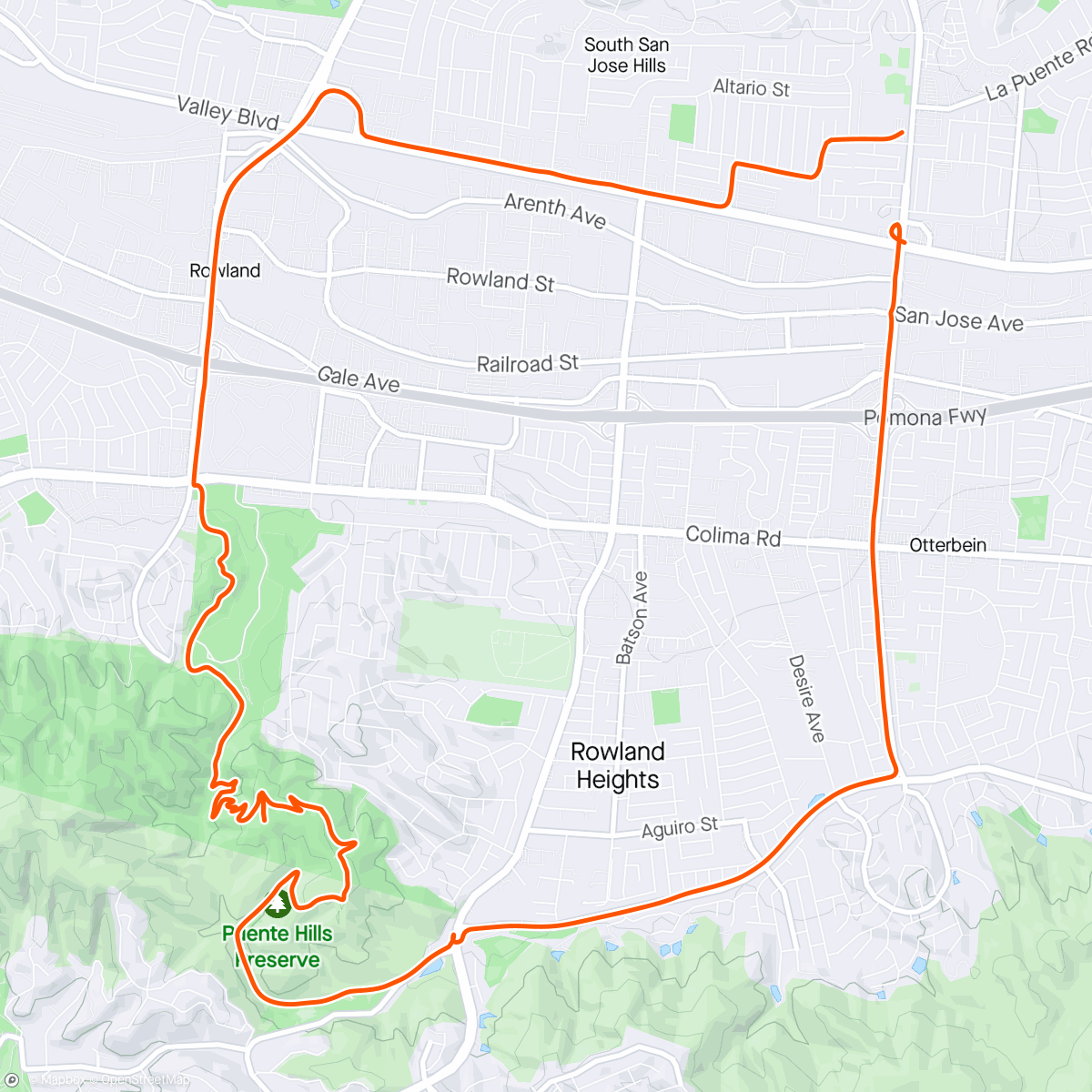 Map of the activity, To schabarum park gravel bike ride