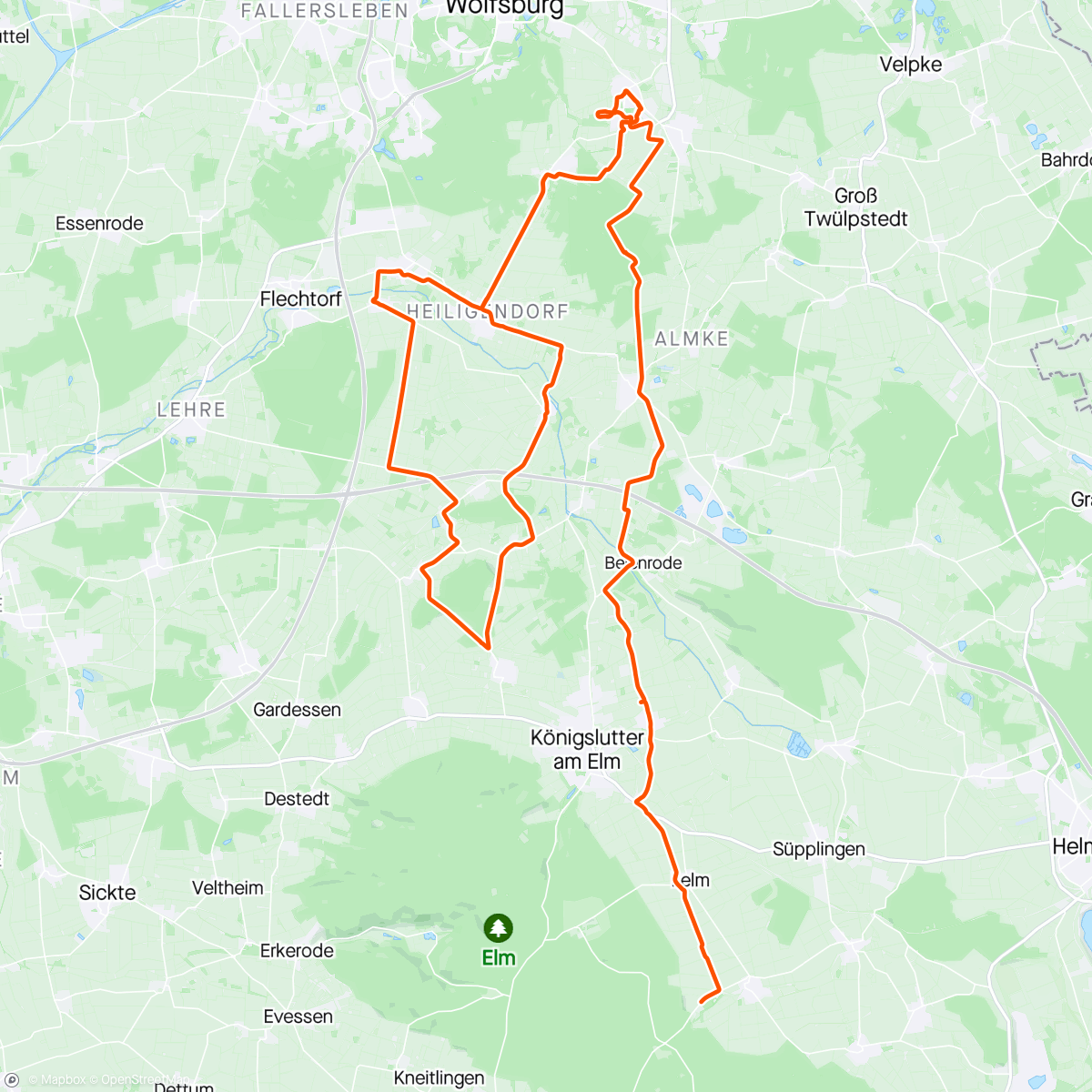 Map of the activity, Gravel zum VfL Radtreff: Riesebergrunde