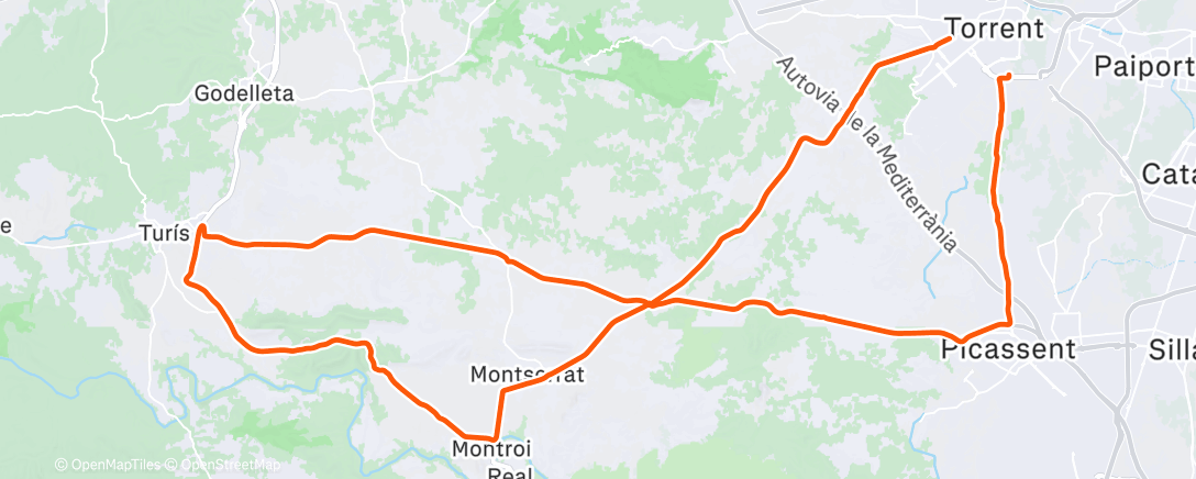 Map of the activity, Bicicleta por la tarde