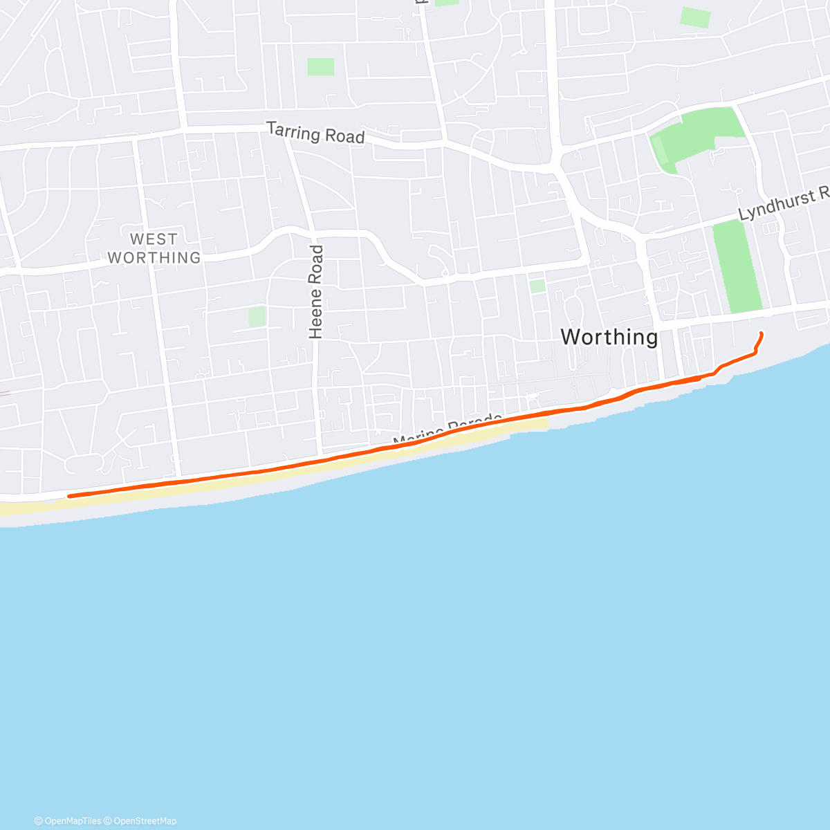 Map of the activity, Worthing parkrun 5k