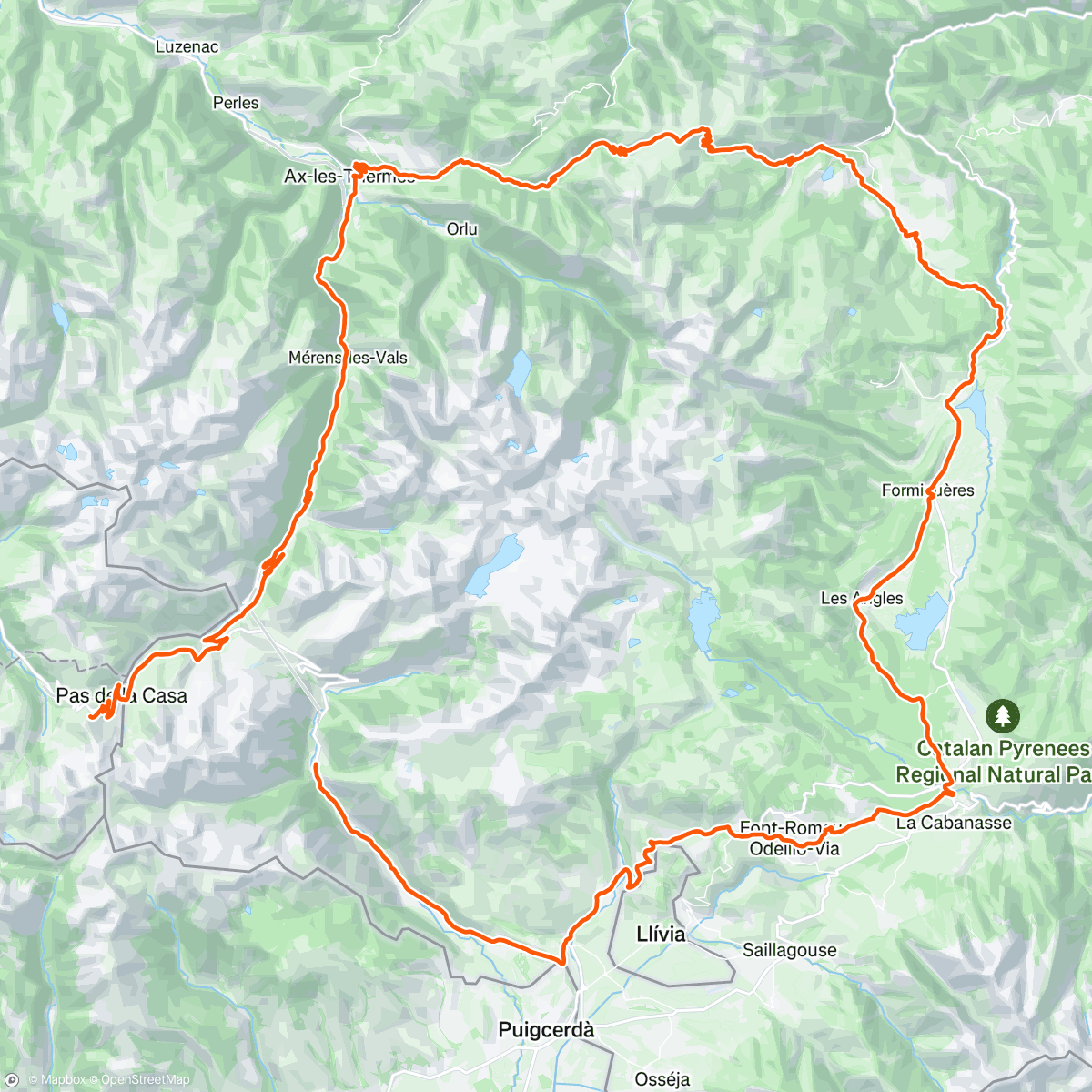 Map of the activity, 2 dia . ALTURA Andorra 2400m