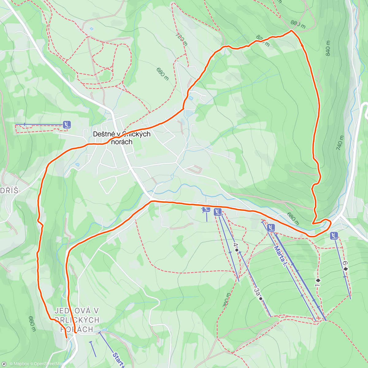 Map of the activity, Saturday Afternoon Run