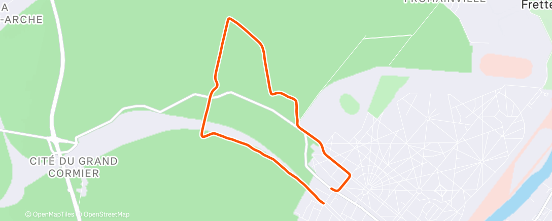 Map of the activity, Course à pied le matin