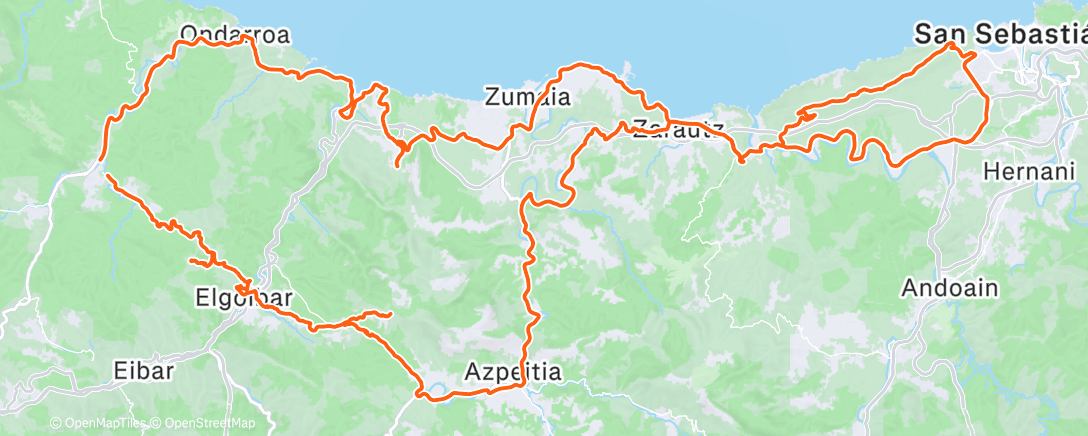 Mapa da atividade, Bicicleta por la mañana