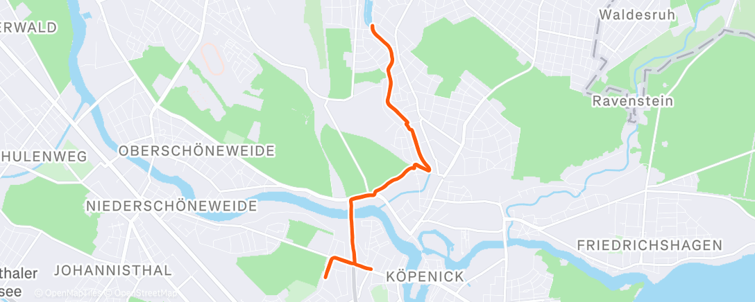 Map of the activity, Afternoon Run