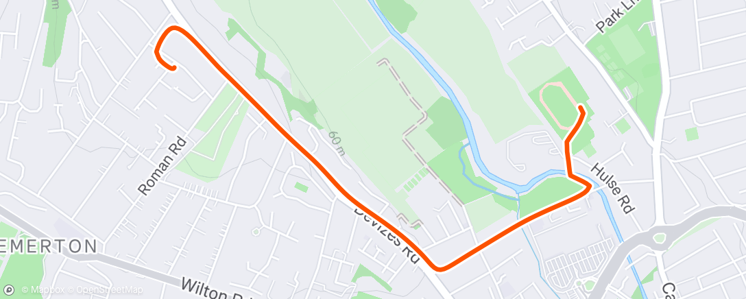Map of the activity, Evening Run
