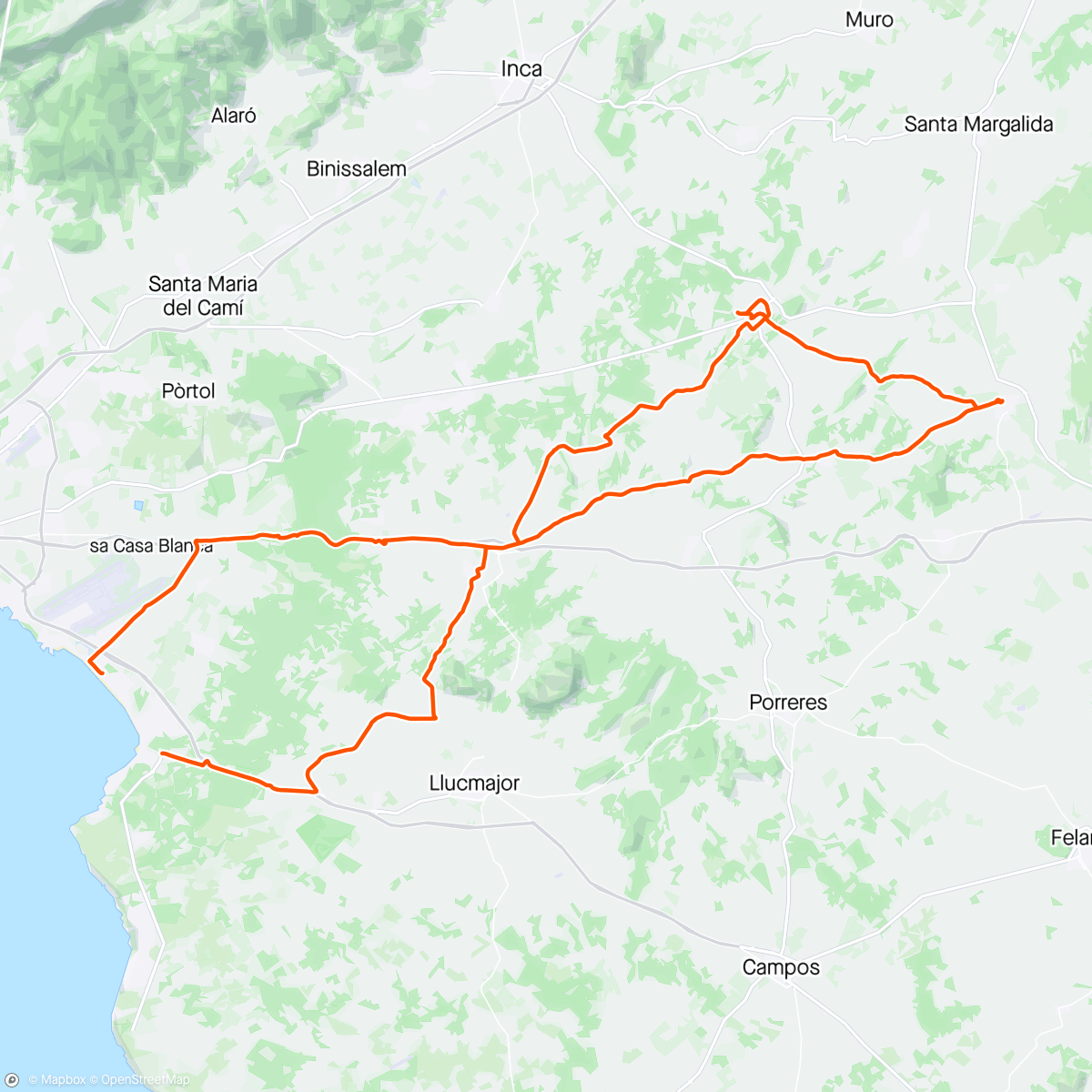Map of the activity, JV’s Birthday Ride
