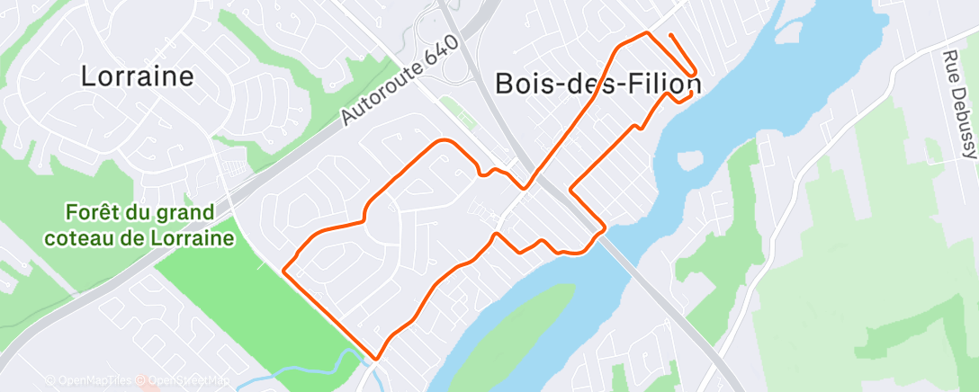 Map of the activity, Course à pied dans l'après-midi