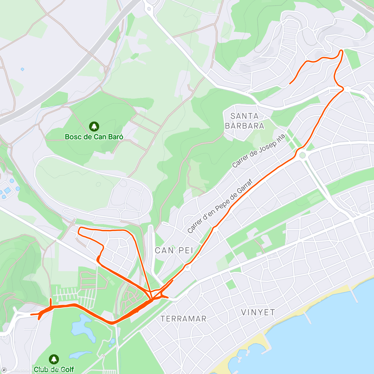 Map of the activity, Can Gi - speed intervals