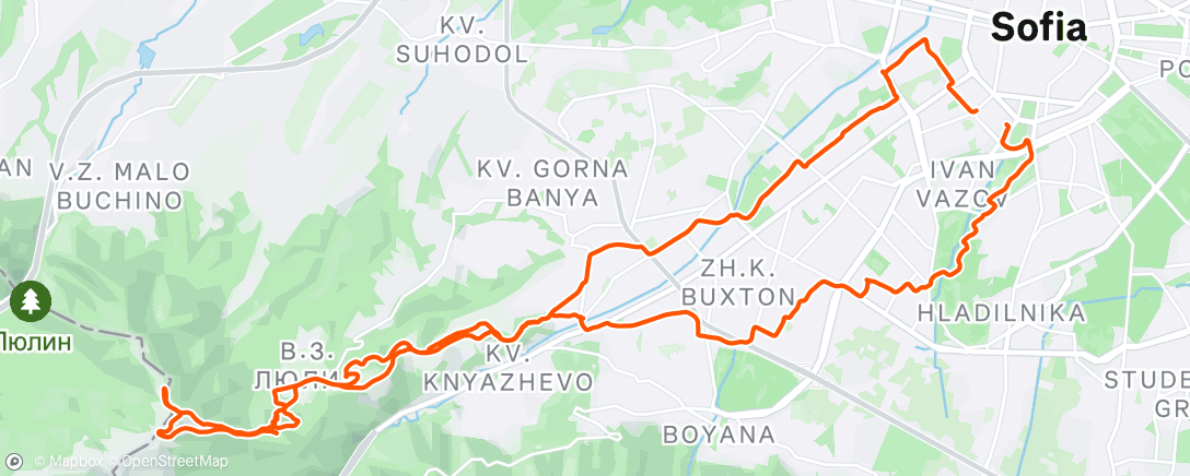 Map of the activity, Sofia ride