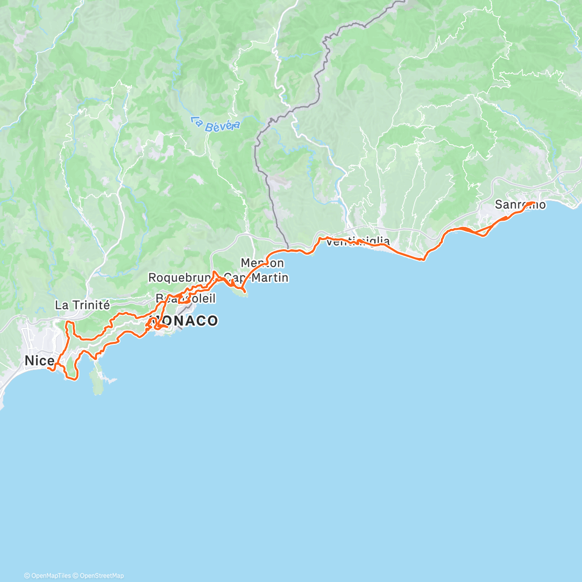 Карта физической активности (Sanremo Monaco Nizza)