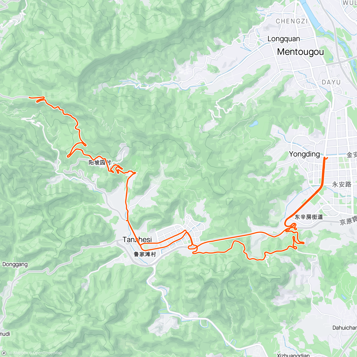 Map of the activity, Afternoon 潭王路新线前半段大修中Ride