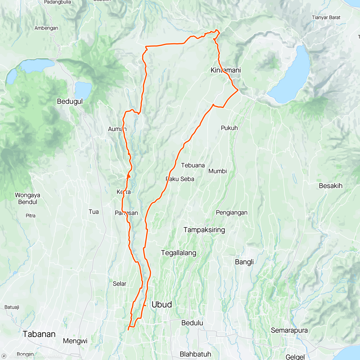 Map of the activity, All the way up to Kintamani