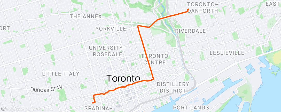 Map of the activity, First ride to work