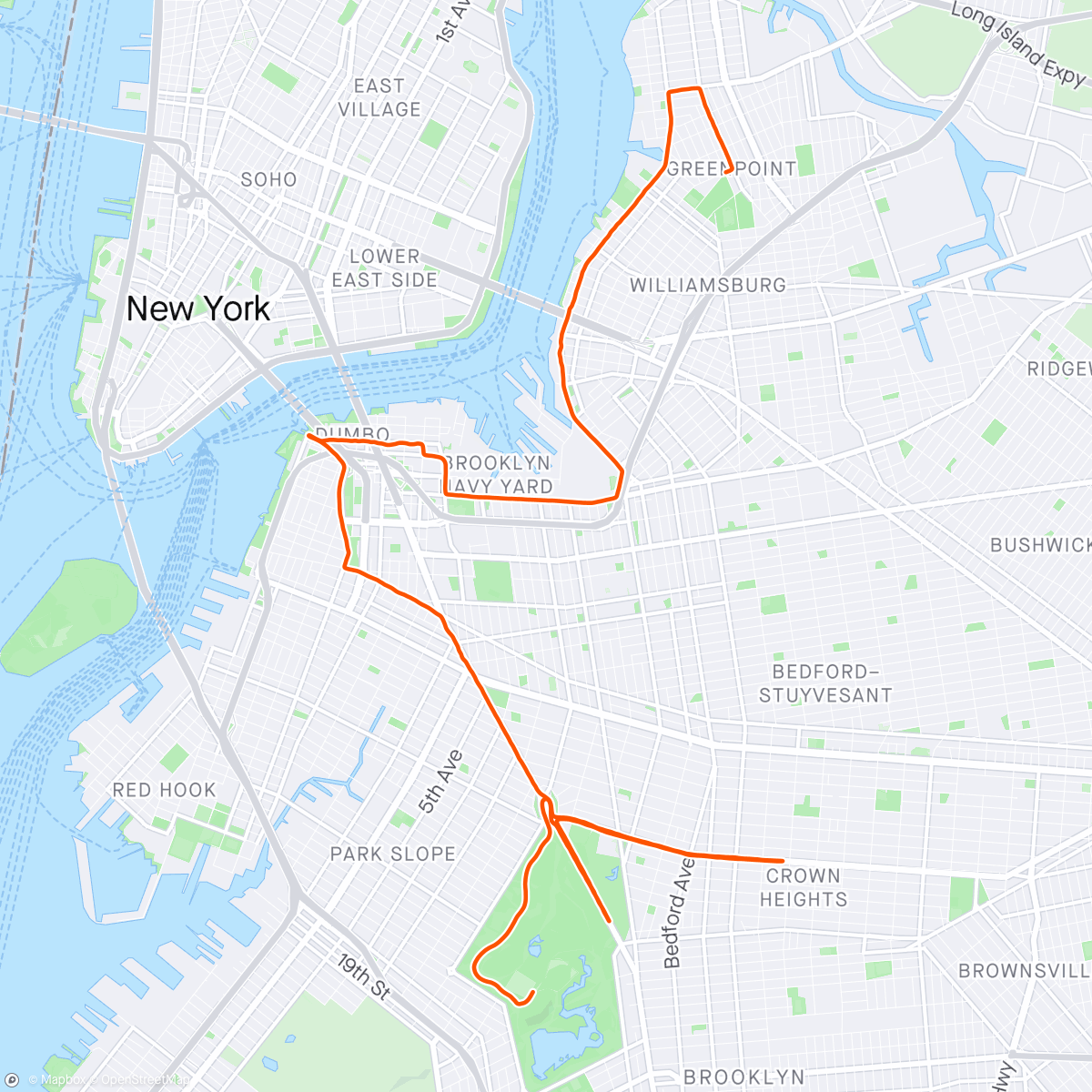 Карта физической активности (nycruns Brooklyn Half)