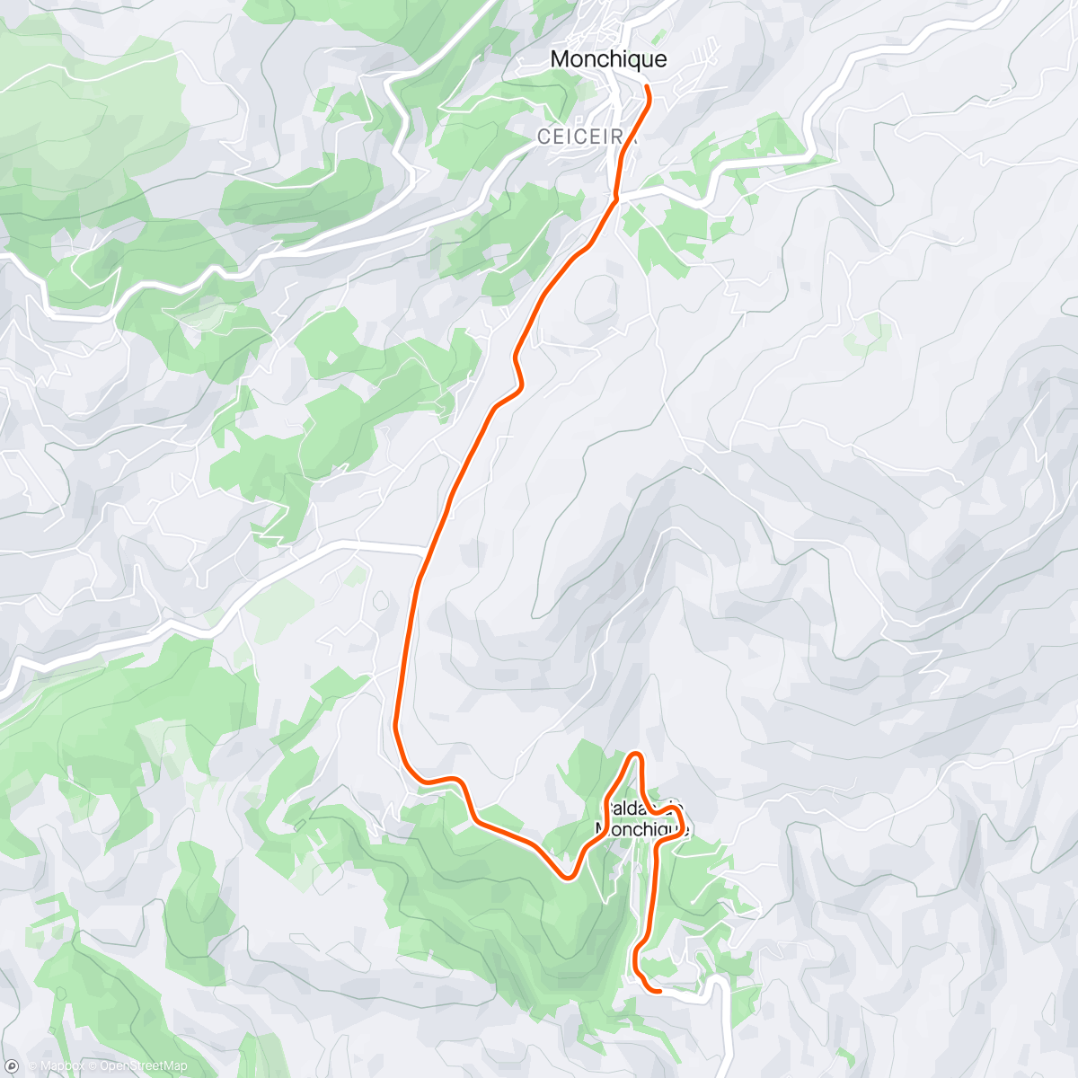 Map of the activity, Uphill ride to the start