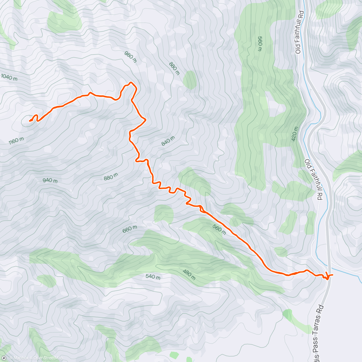 Map of the activity, Lindis peak