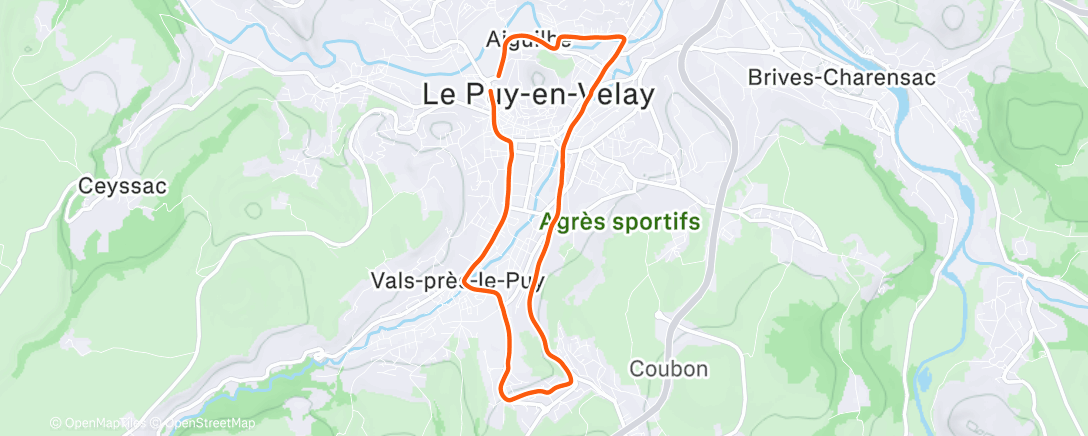 Map of the activity, Course à pied dans l'après-midi
