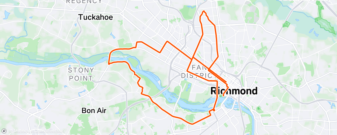 Map of the activity, Bucket list!  Richmond Marathon in 2:58:30 (6-minute personal best).  I gave it everything.