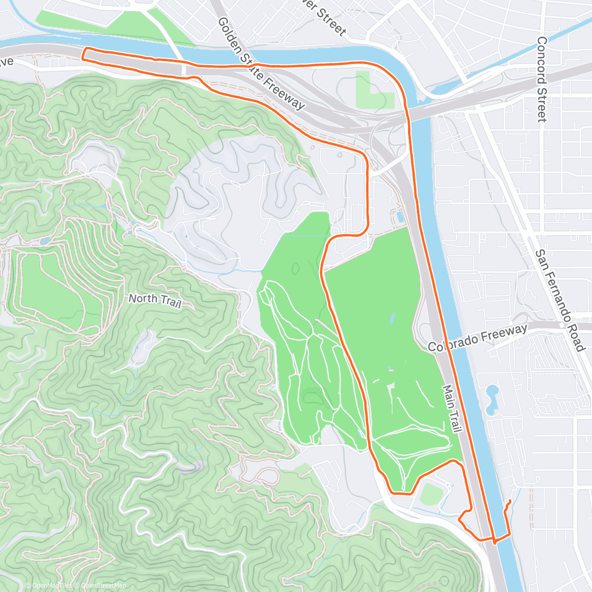 Map of the activity, Afternoon Trail Run