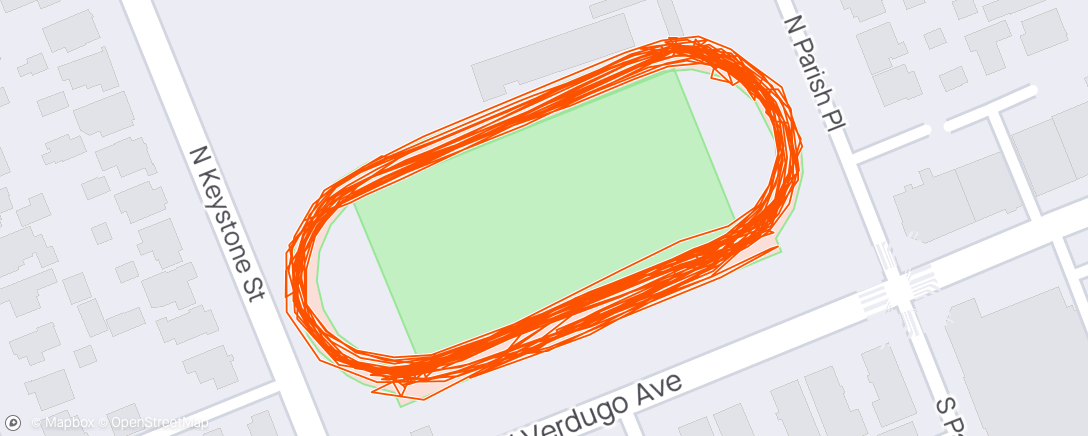 Map of the activity, ARC RP Track: 6x 500/300/200m (90s, 2:30 jog)