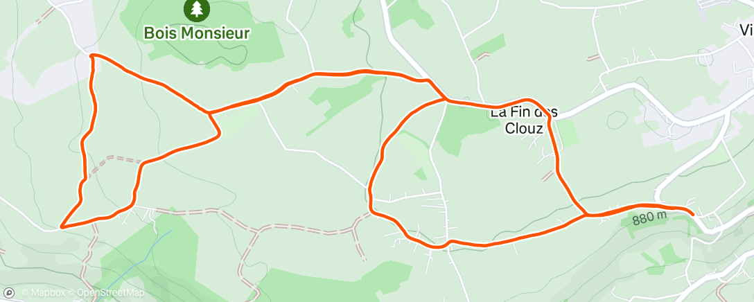 Map of the activity, Trail le midi