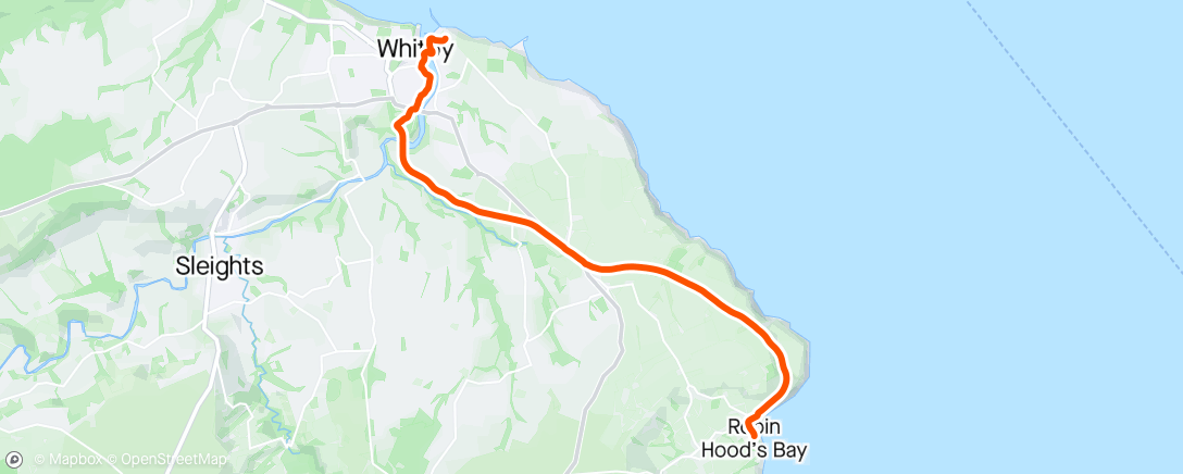 Map of the activity, Robin Hoods bay to whitby