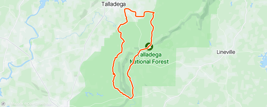 Map of the activity, Talladega National Forest
