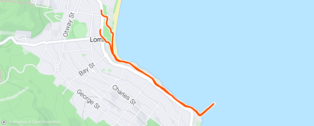 Map of the activity, To Lorne pier and back to the beach