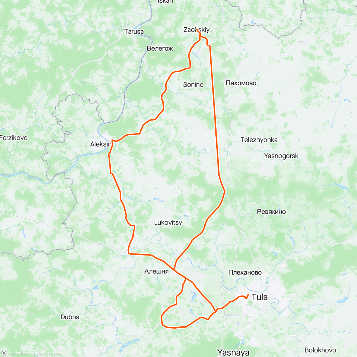 Map of the activity, Бревет Тула ACP 200km