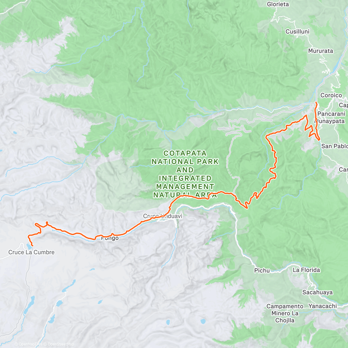Map of the activity, ROUVY - Old National Route | Bolivia