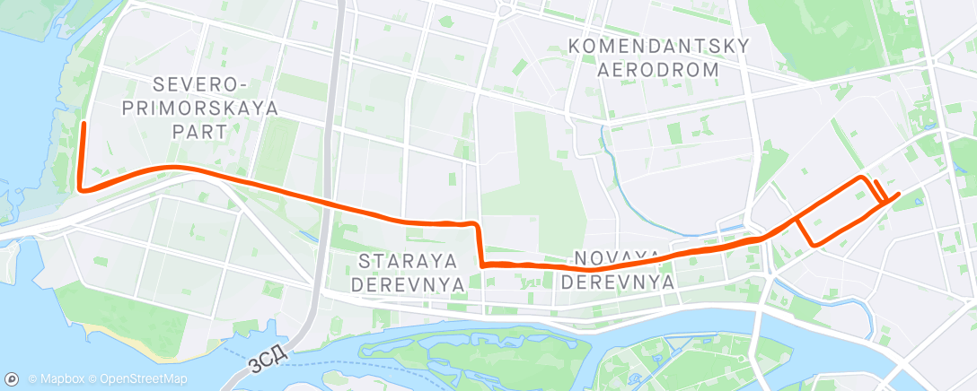 Map of the activity, Long Run 2 ч. Разминка + прогрессия 134-150.