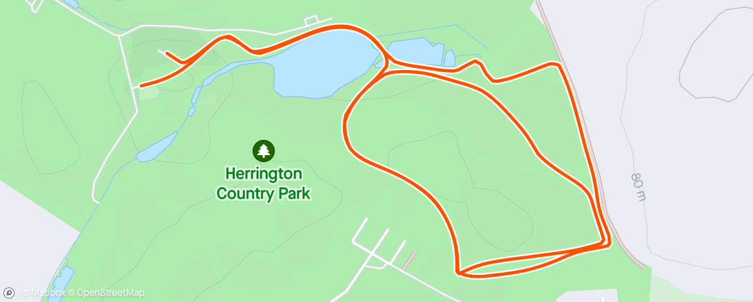 Map of the activity, Herrington Country parkrun #174 (my #3️⃣5️⃣2️⃣)