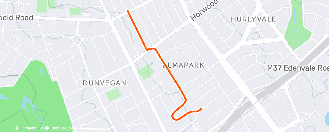 Map of the activity, FF 2km Cool-Down Run
