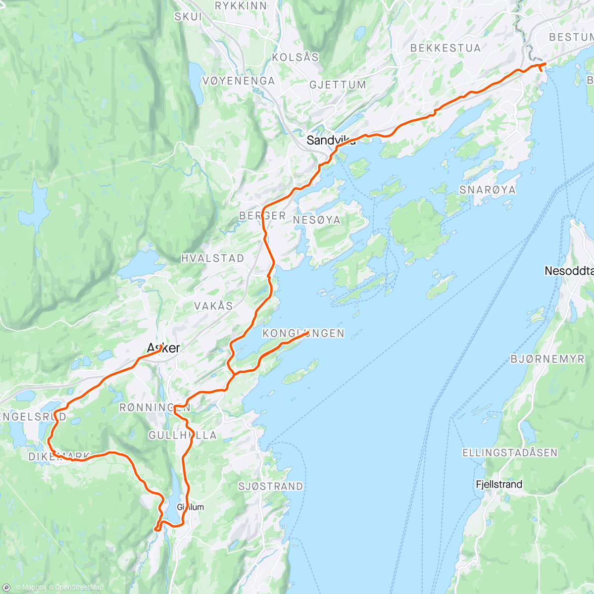 Map of the activity, Tour de Asker