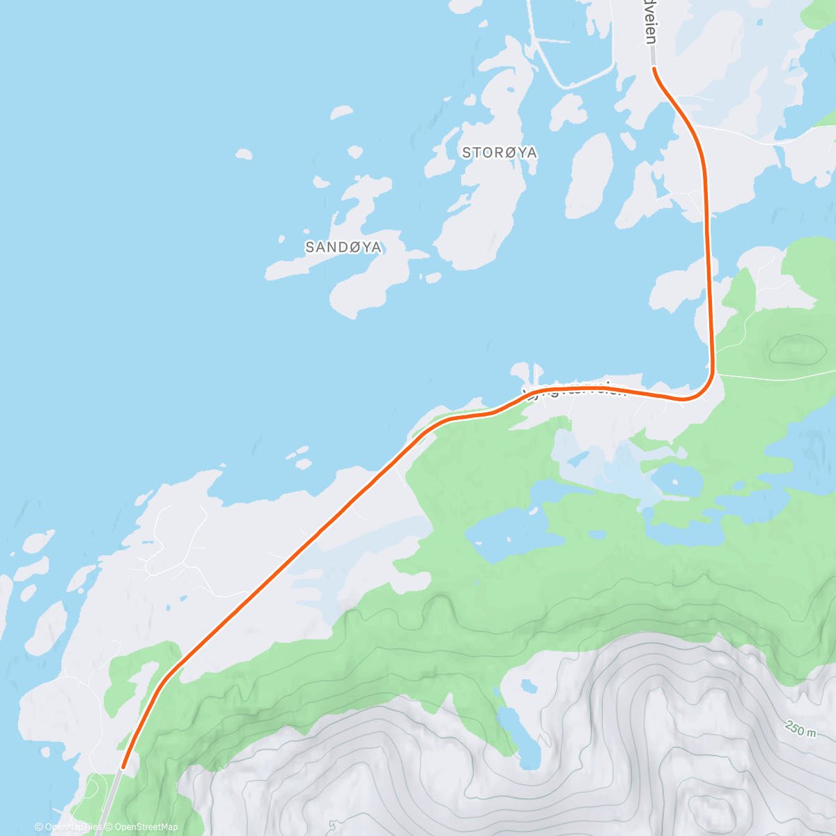 Карта физической активности (🌨 Kinomap - Scenic 5K Run Through Lyngvær in Lofoten)