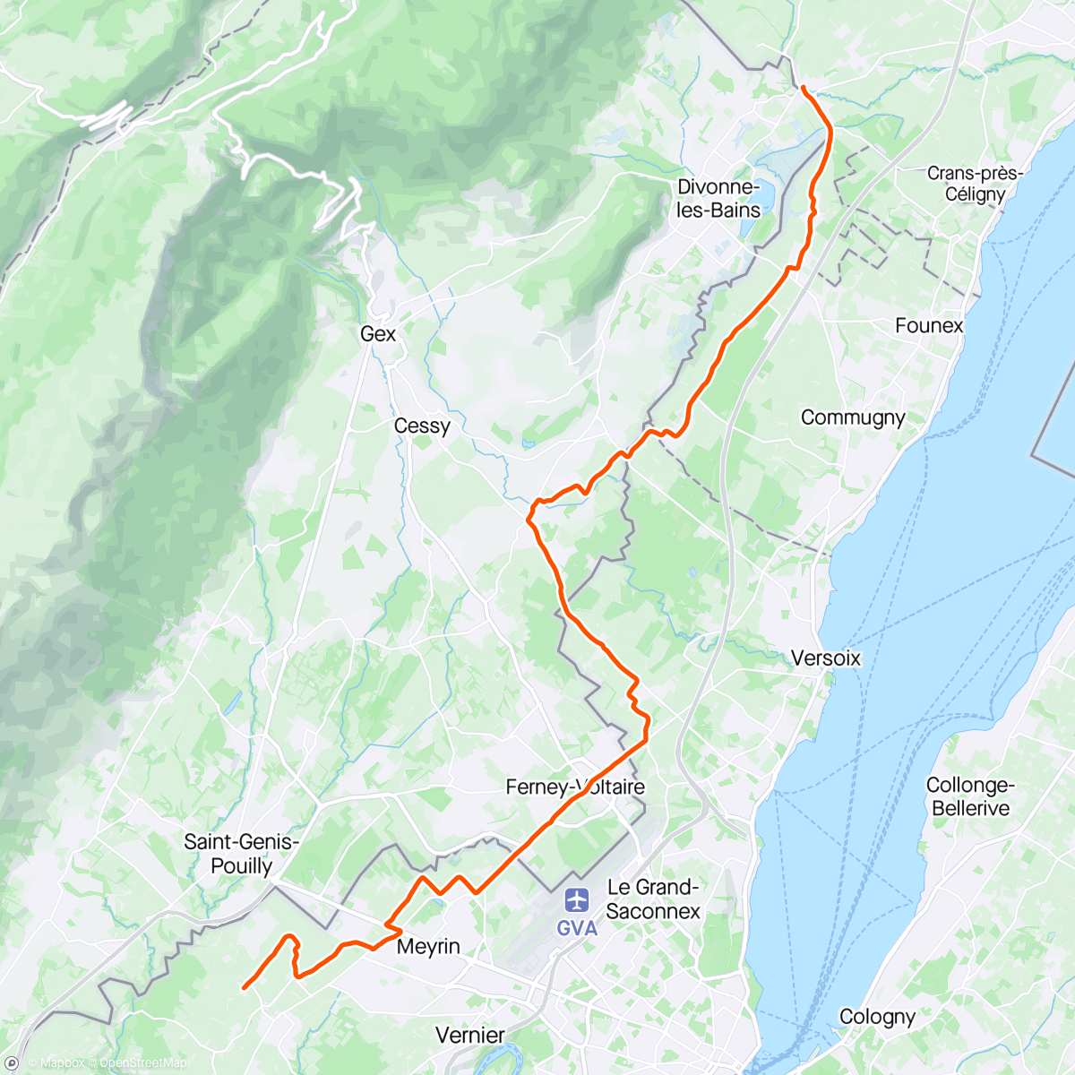 Map of the activity, Kinomap - 🦕 TransJura (C/AC): Choully to Crassier 🇨🇭🇫🇷