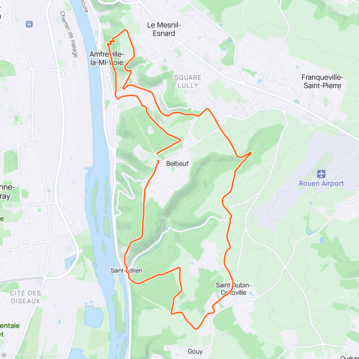 Map of the activity, 20K Trail Sang relâche Belbeuf