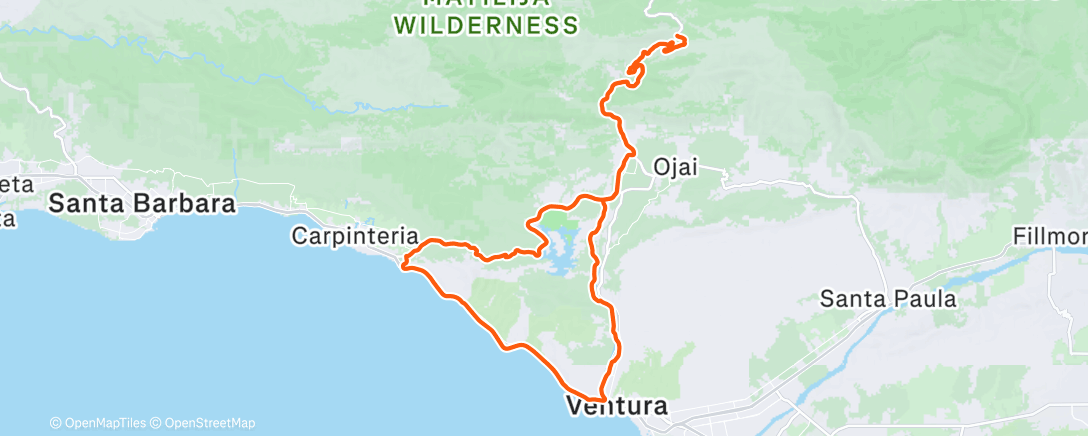 Map of the activity, Hwy33 climb 💆🏻‍♀️