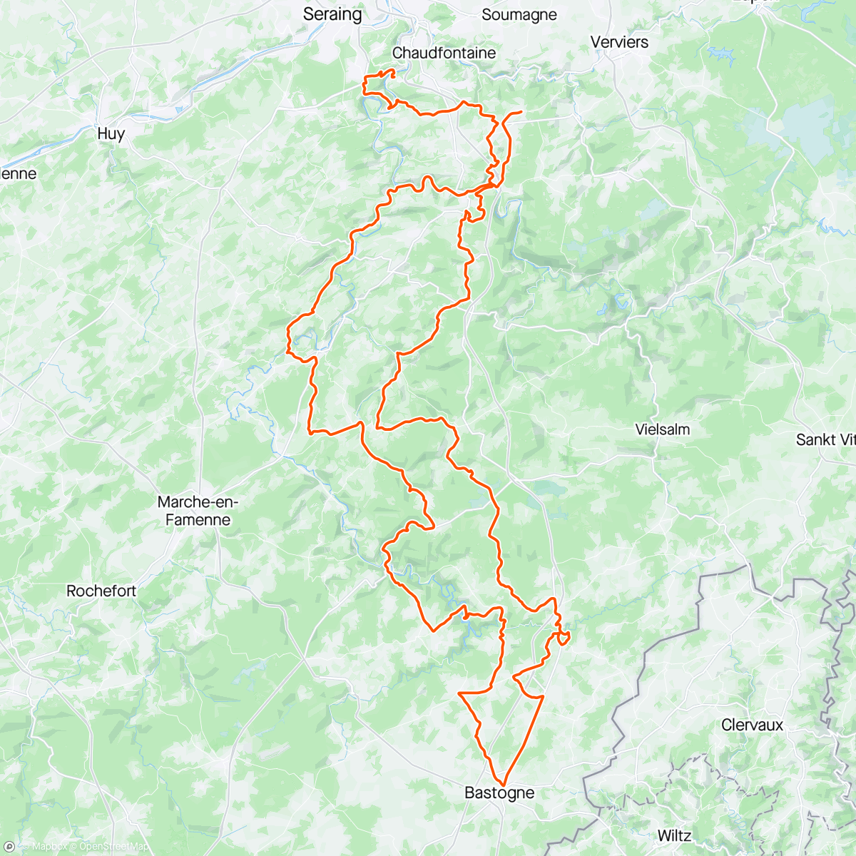 Map of the activity, Liège-Bastogne-Liège Cyclo