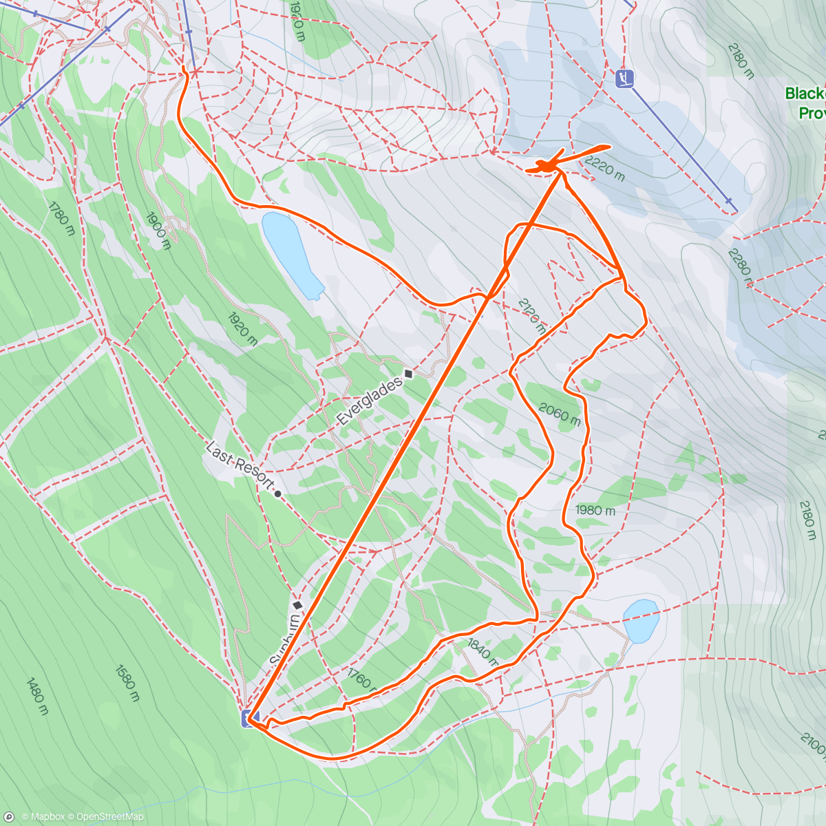 Map of the activity, Day 5: Whistler Resort Skiing